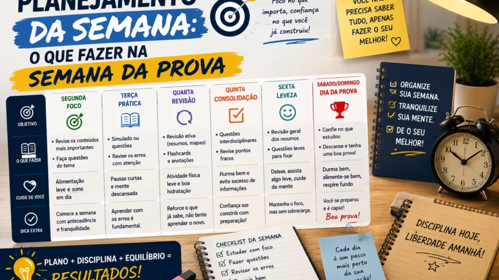 Planejamento da semana: o que fazer na semana da prova